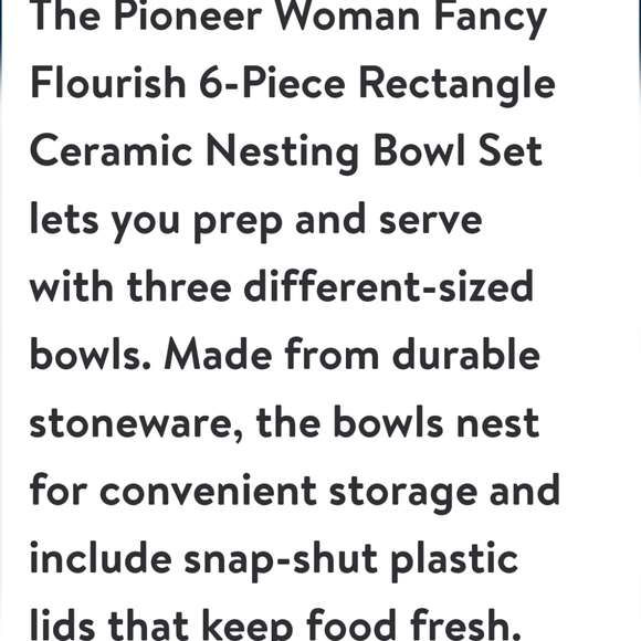 ❤️ New Pioneer Woman Fancy Flourish 6-Piece Ceramic Bake & Store - Picture 2 of 10